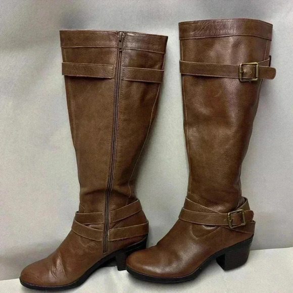 Mossimo Supply Co Women’s Cognac Leather Boots Size 7 - Picture 4 of 12